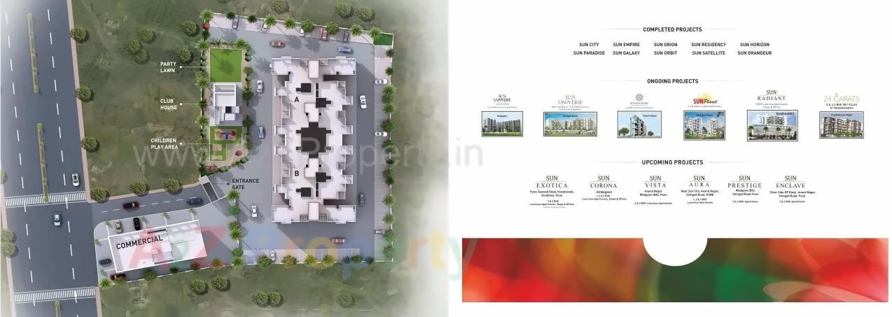 Layout of real estate project Sun Gloria located at Ambegaon-bk, Pune, Maharashtra