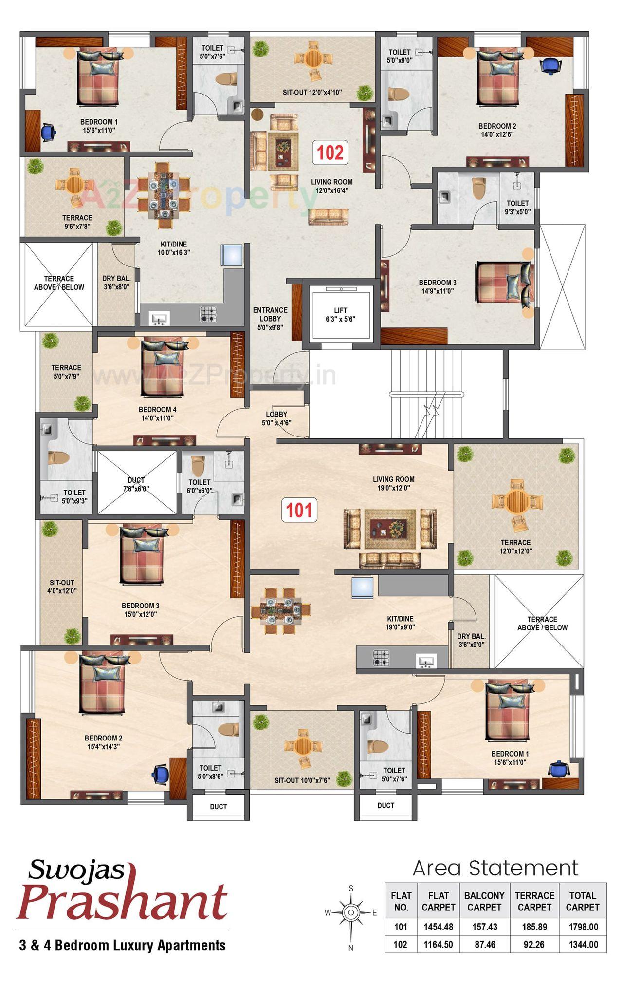 Prashant 1st Floor Plan of real estate project Swojas Prashant located at Pune-m-corp, Pune, Maharashtra