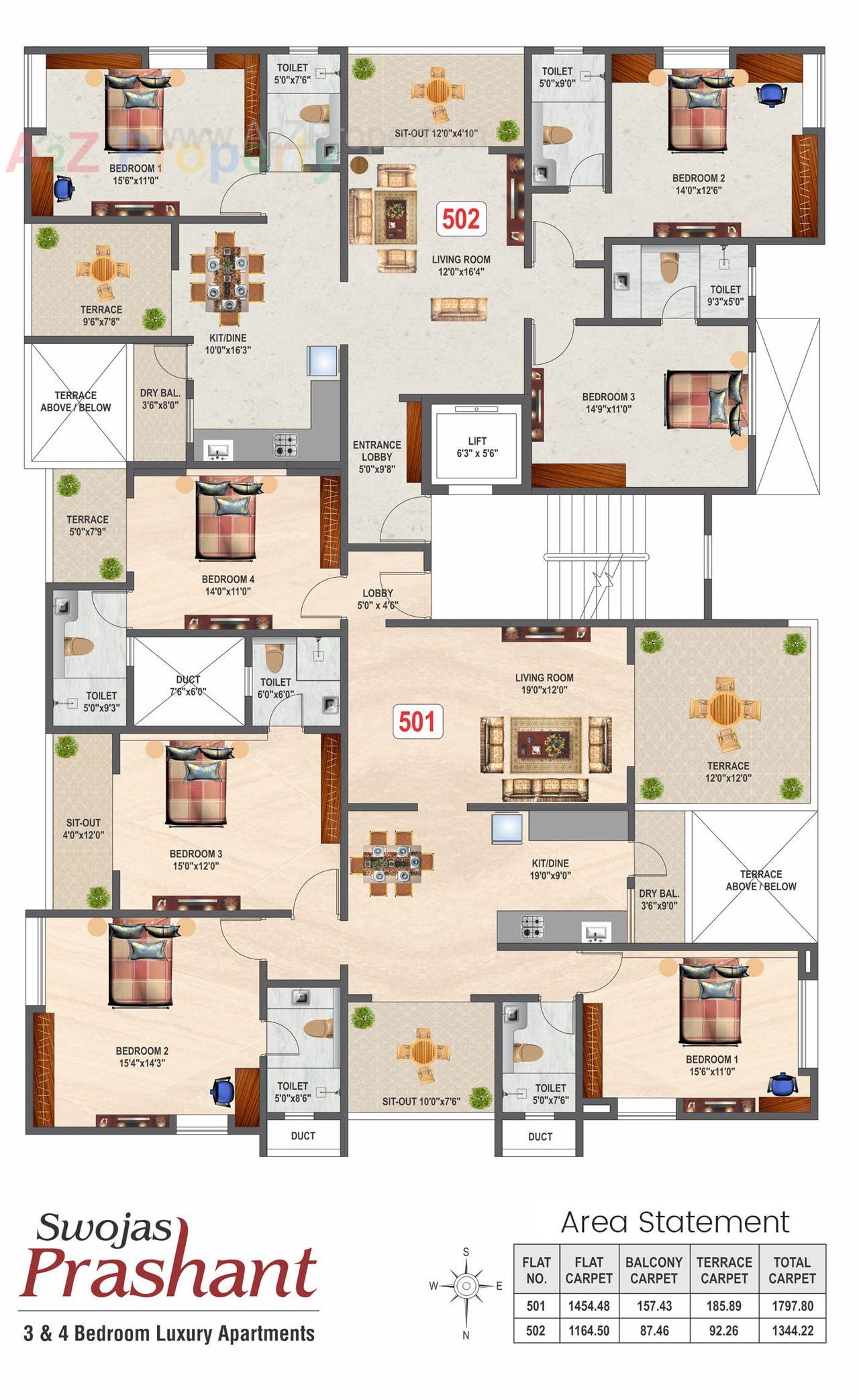 Prashant 5th Floor Plan of real estate project Swojas Prashant located at Pune-m-corp, Pune, Maharashtra