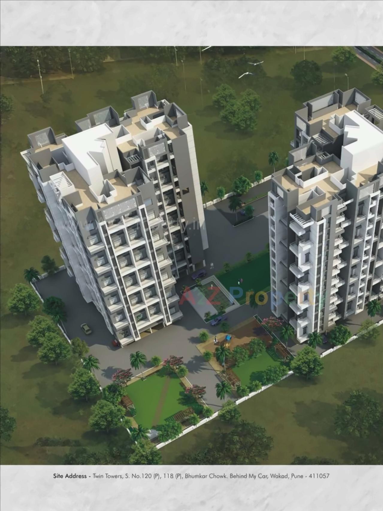 3D Elevation of real estate project Twin Tower located at Wakad, Pune, Maharashtra