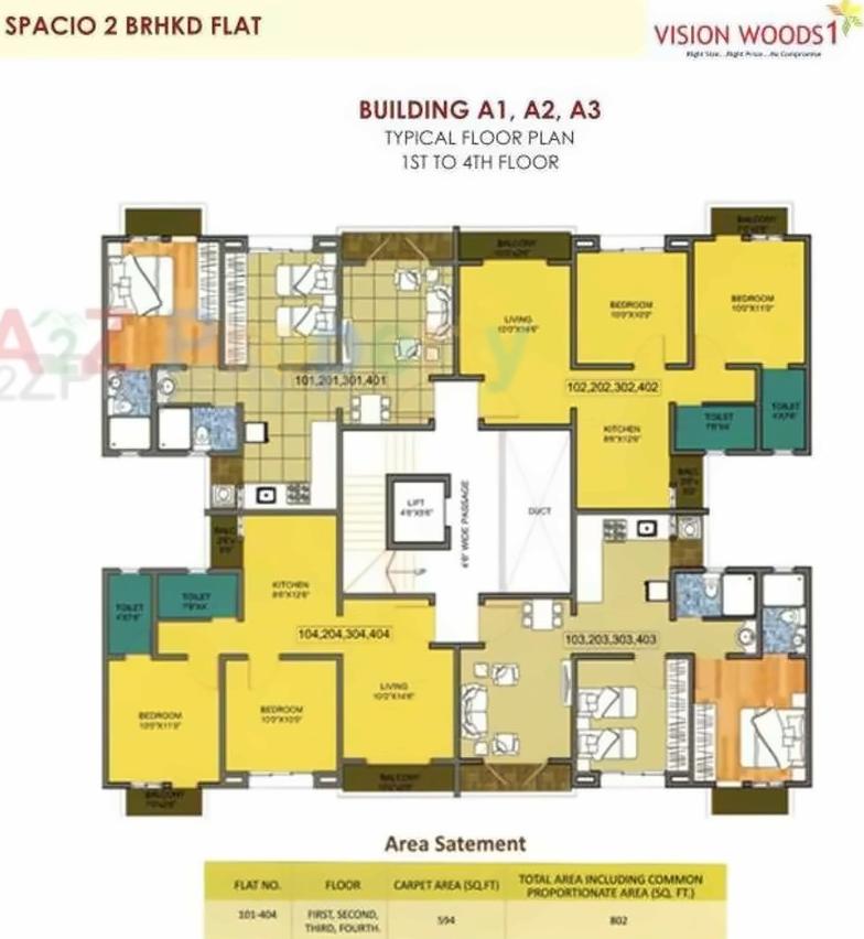 Layout of real estate project Vision Woods located at Jambhul, Pune, Maharashtra