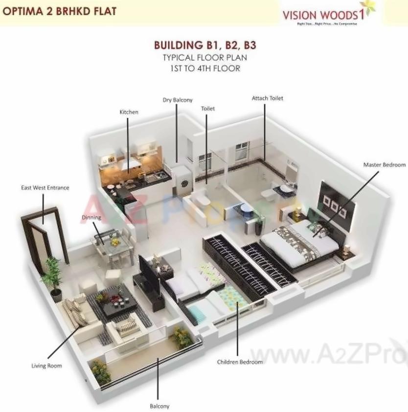 Layout of real estate project Vision Woods located at Jambhul, Pune, Maharashtra