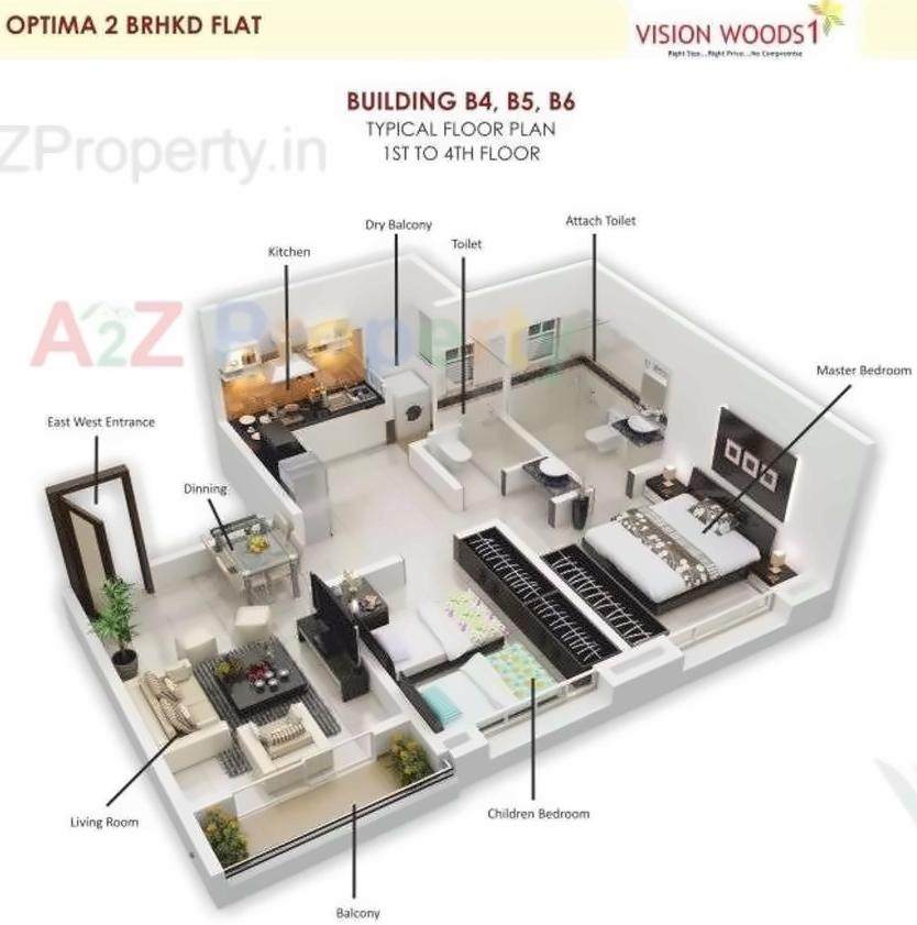Layout of real estate project Vision Woods located at Jambhul, Pune, Maharashtra