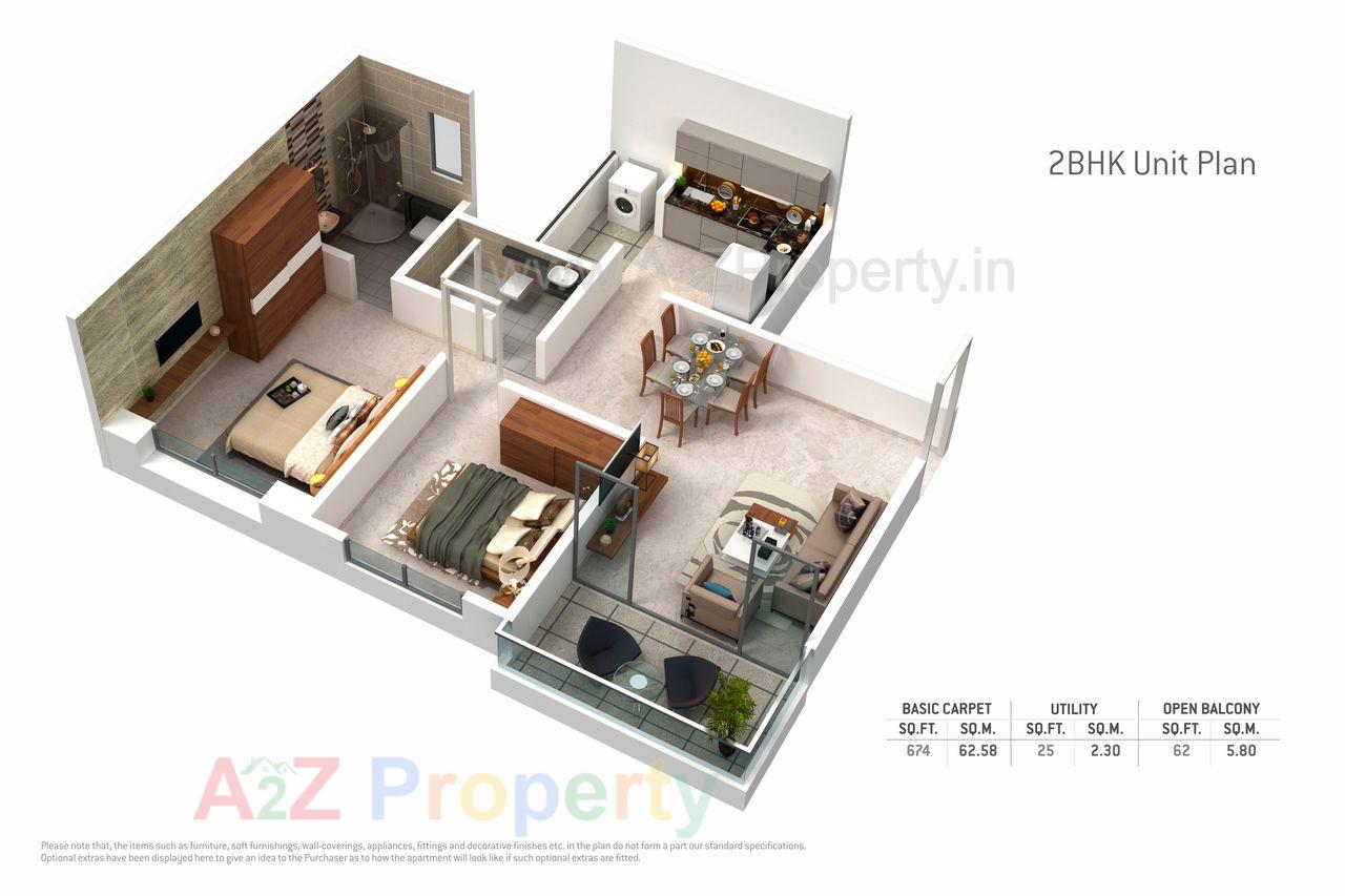 Vtp Solitarire 2 Bhk Unit Plan of real estate project Vtp Solitaire Ab located at Vadgaonsheri, Pune, Maharashtra