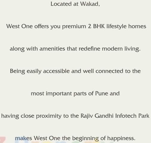  of real estate project West One located at Wakad, Pune, Maharashtra