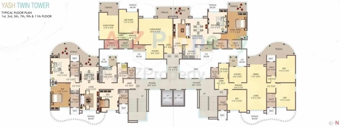 Layout of real estate project Yash Twin Tower located at Baner, Pune, Maharashtra