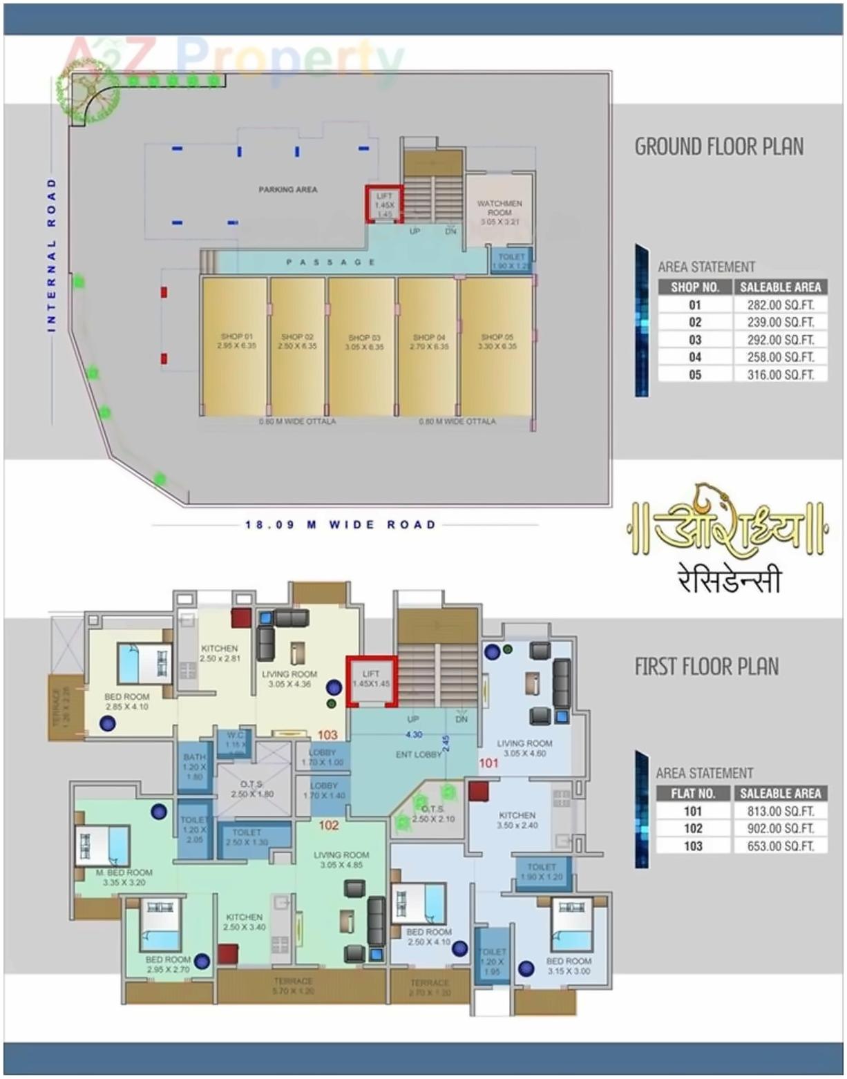 Layout of real estate project Aradhya Residency located at Karanjade, Raigarh, Maharashtra