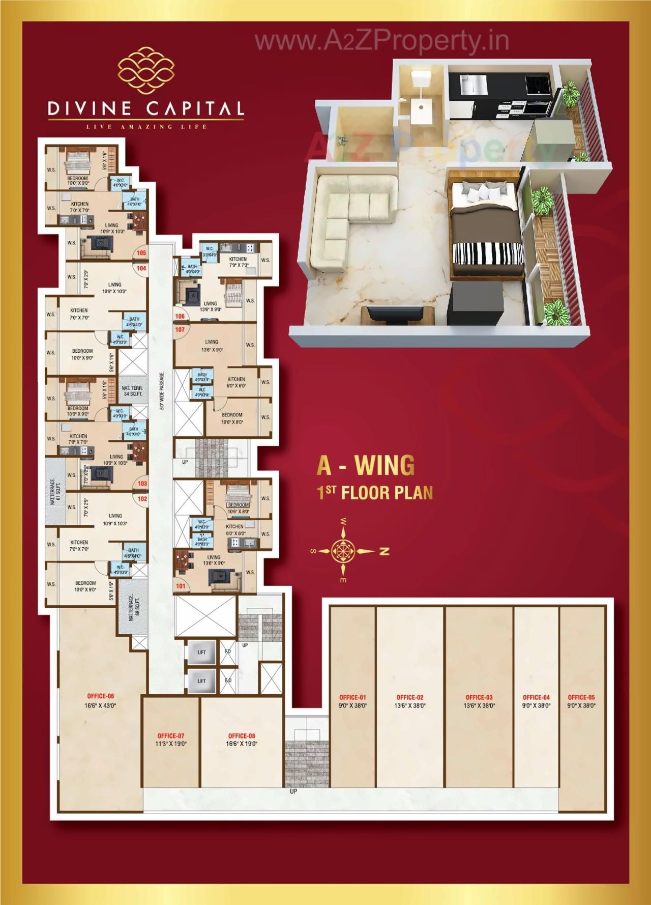 Layout of real estate project Divine Capital located at Dhamote, Raigarh, Maharashtra