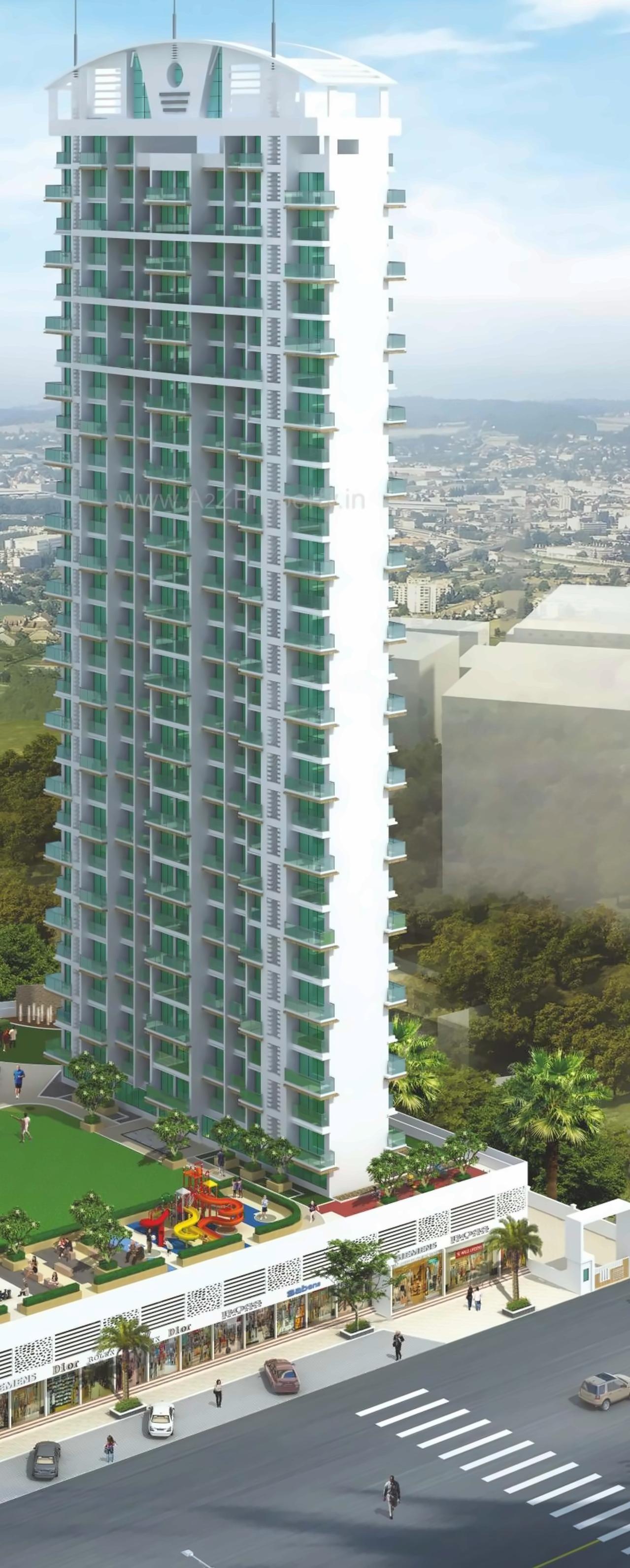 3D Elevation of real estate project Greenwoods located at Kharghar, Raigarh, Maharashtra