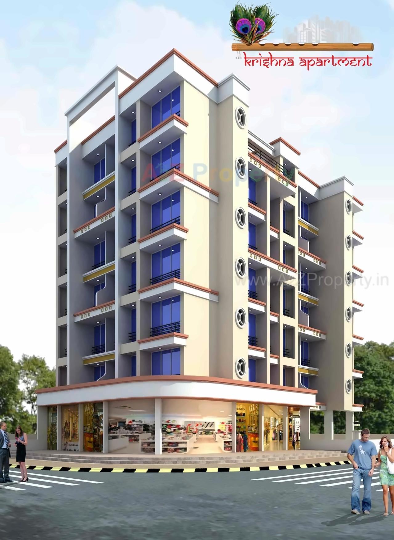 3D Elevation of real estate project Krishna Apartment located at Ulawe, Raigarh, Maharashtra