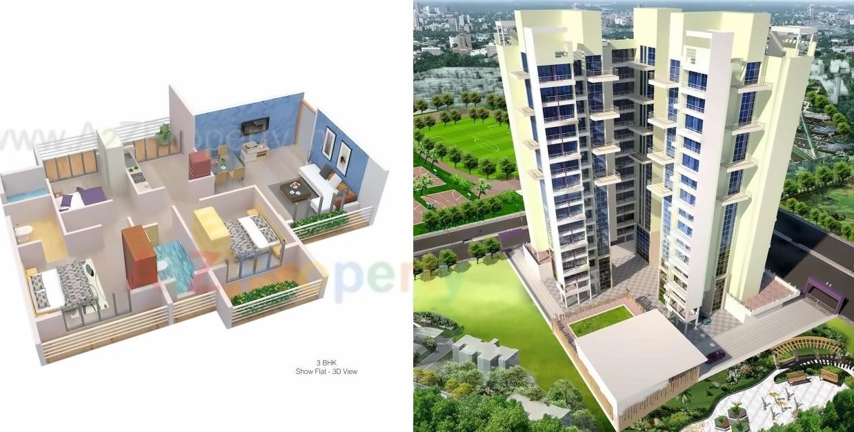 3D Elevation of real estate project Om Shivam Arjun located at Kamothe-, Raigarh, Maharashtra