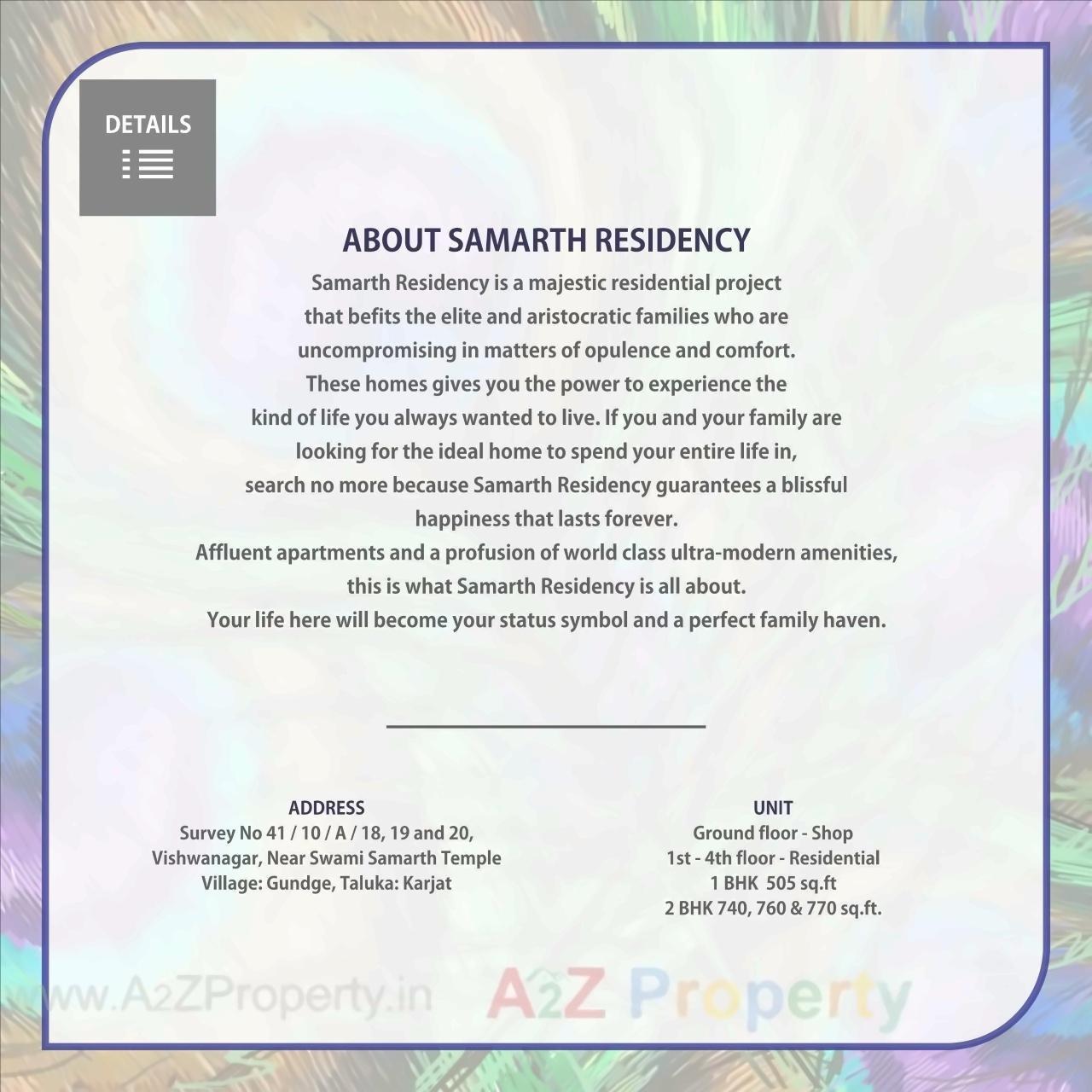  of real estate project Samarth Residency located at Karjat, Raigarh, Maharashtra