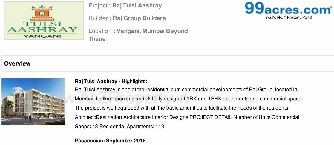  of real estate project Tulsi Aashray located at Pashane, Raigarh, Maharashtra