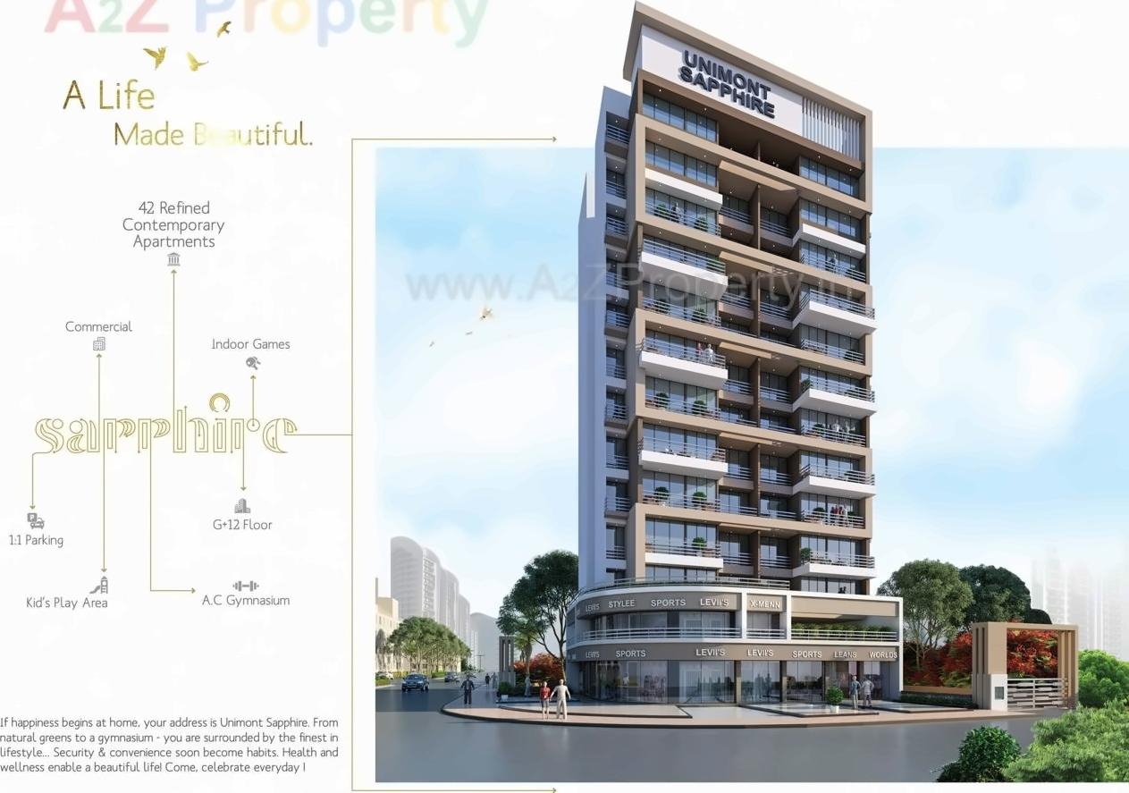 3D Elevation of real estate project Unimont Sapphire located at Ulawe, Raigarh, Maharashtra