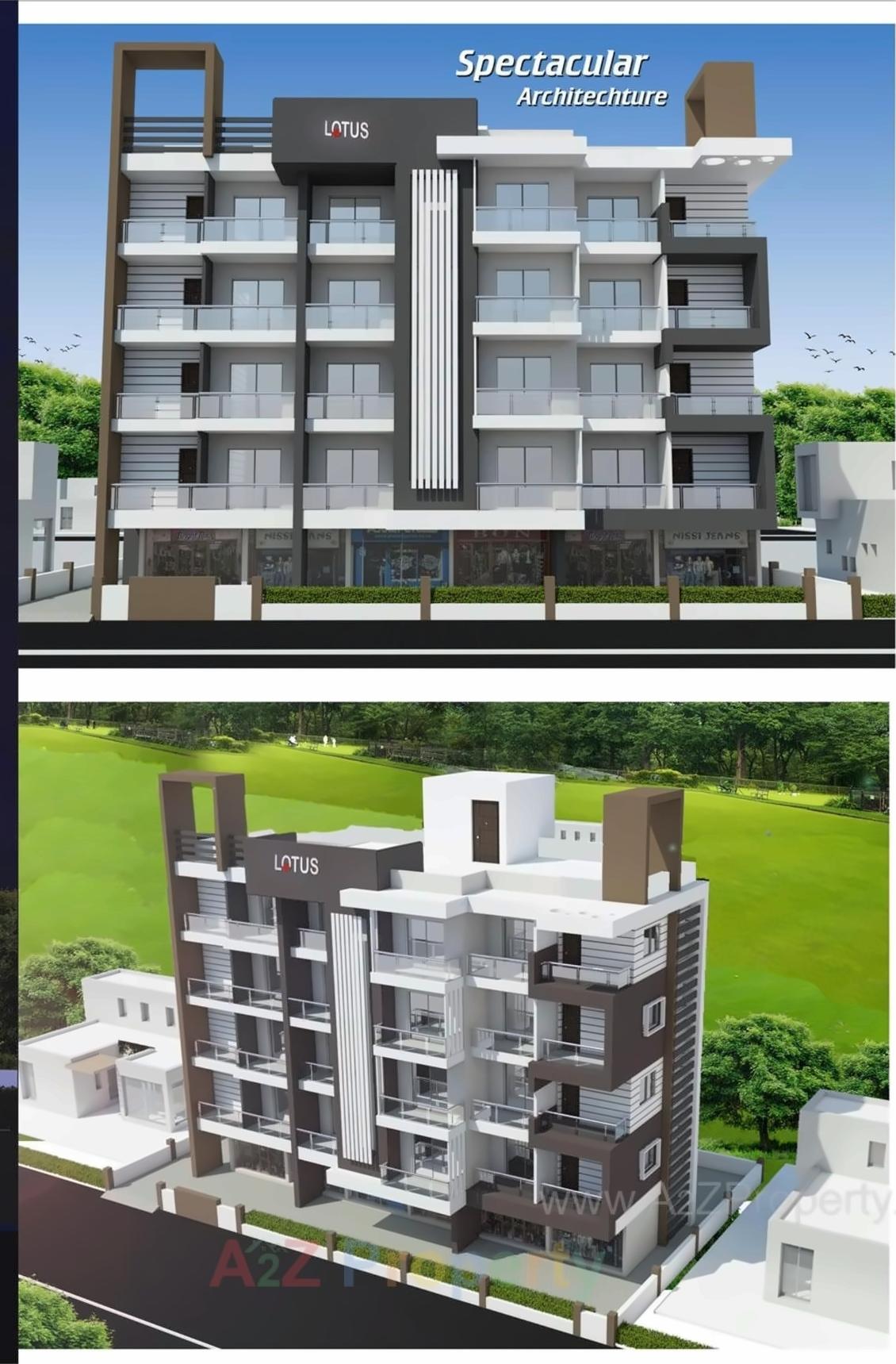 3D Elevation of real estate project Lotus located at Sangli-miraj-kupwad-m-corp, Sangli, Maharashtra