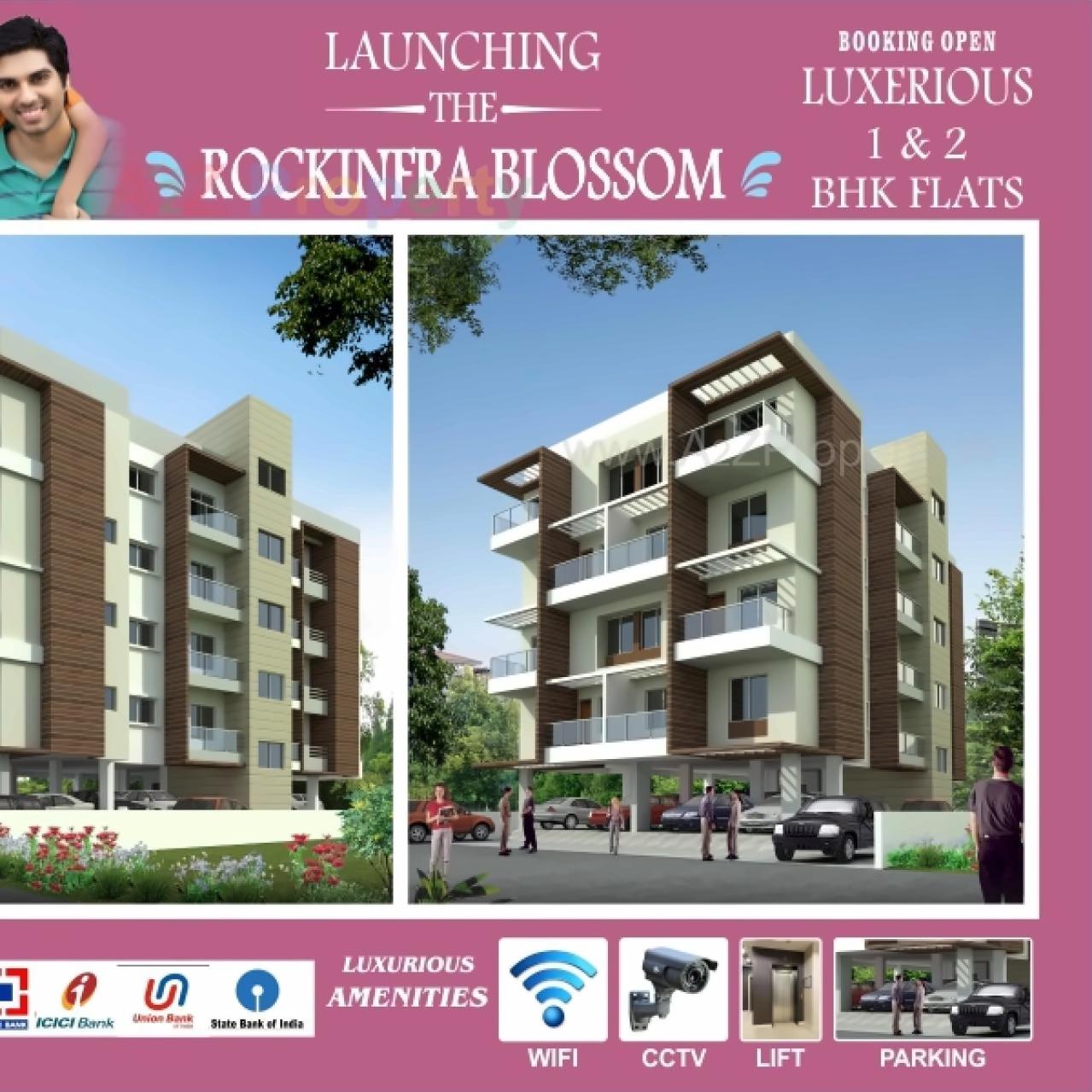 3D Elevation of real estate project Rockinfra Blossom located at Sangli-miraj-kupwad-m-corp, Sangli, Maharashtra