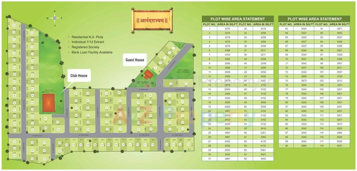 Layout of real estate project Anandrajyam located at Ahire, Satara, Maharashtra