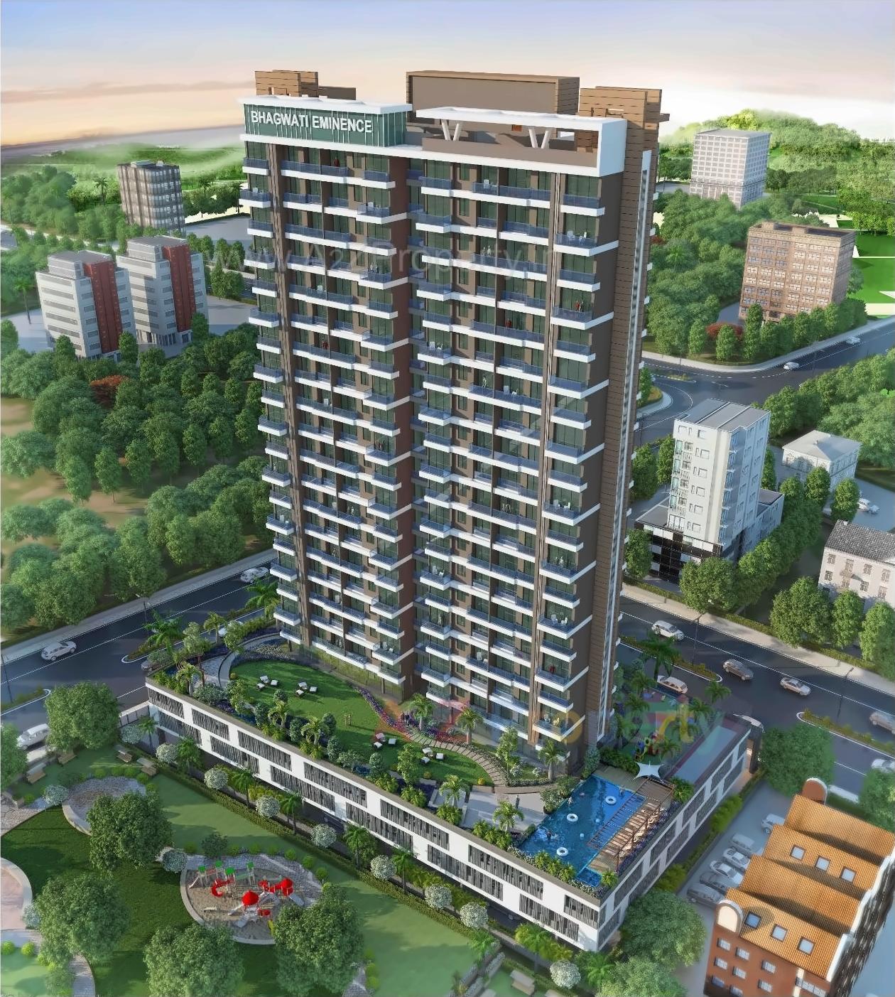 3D Elevation of real estate project Bhagwati Eminence located at Navi-mumbai-m-corp, Thane, Maharashtra