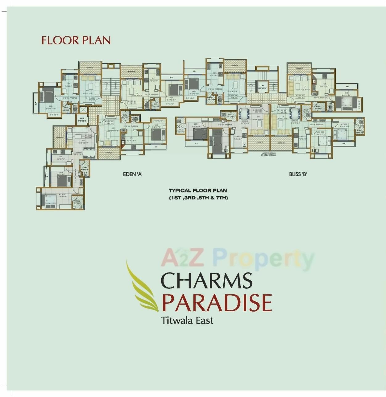 Layout of real estate project Charms Paradise located at Titwala, Thane, Maharashtra