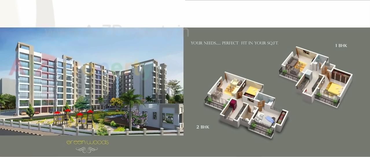 3D Elevation of real estate project Green Woods located at Thane-m-corp, Thane, Maharashtra