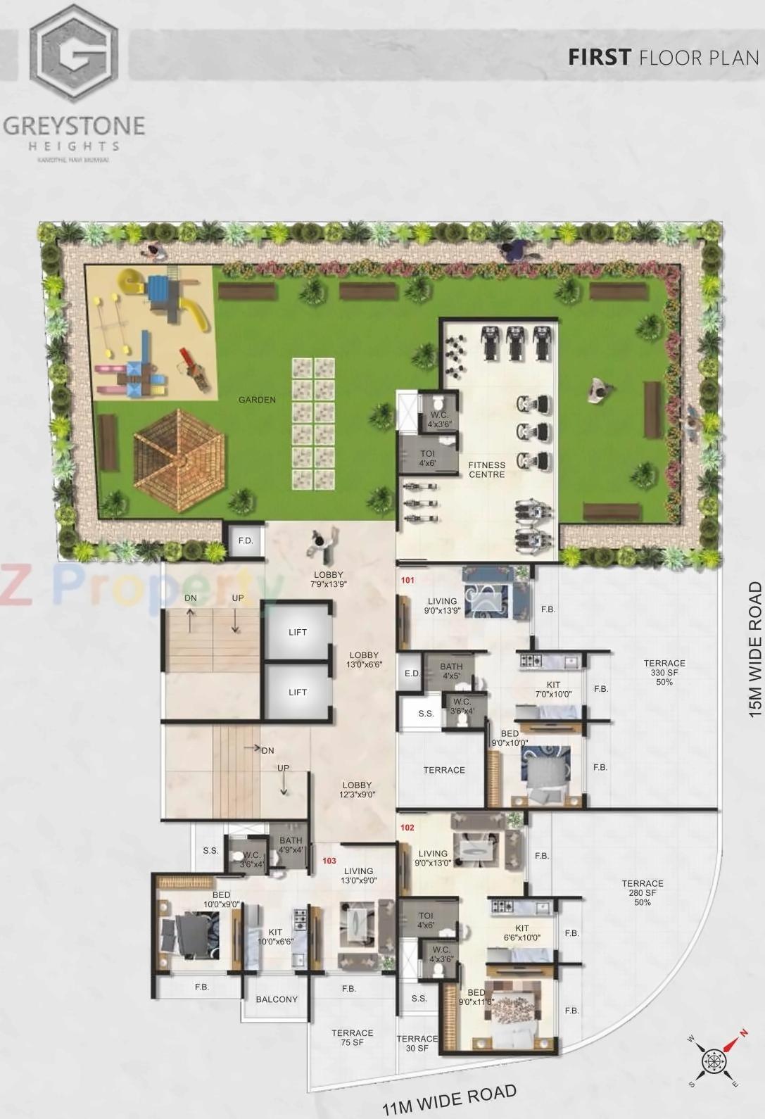Layout of real estate project Grey Stone Heights located at Navi-mumbai-m-corp, Thane, Maharashtra
