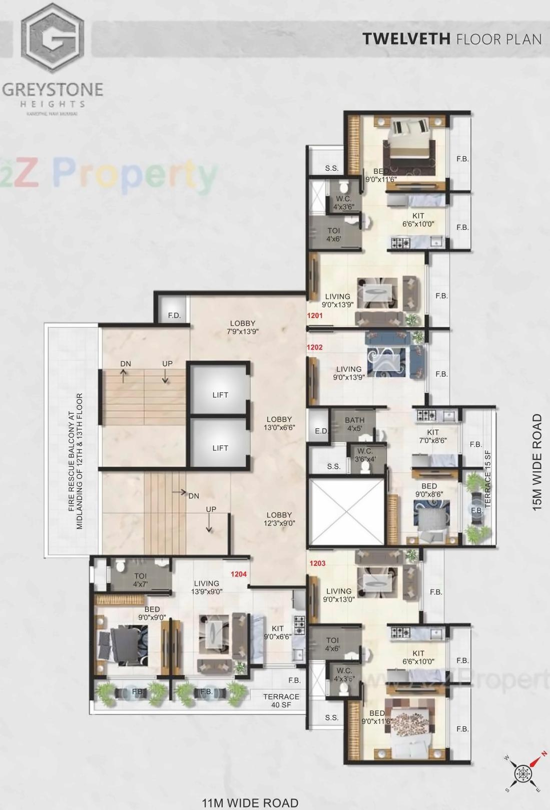 Layout of real estate project Grey Stone Heights located at Navi-mumbai-m-corp, Thane, Maharashtra