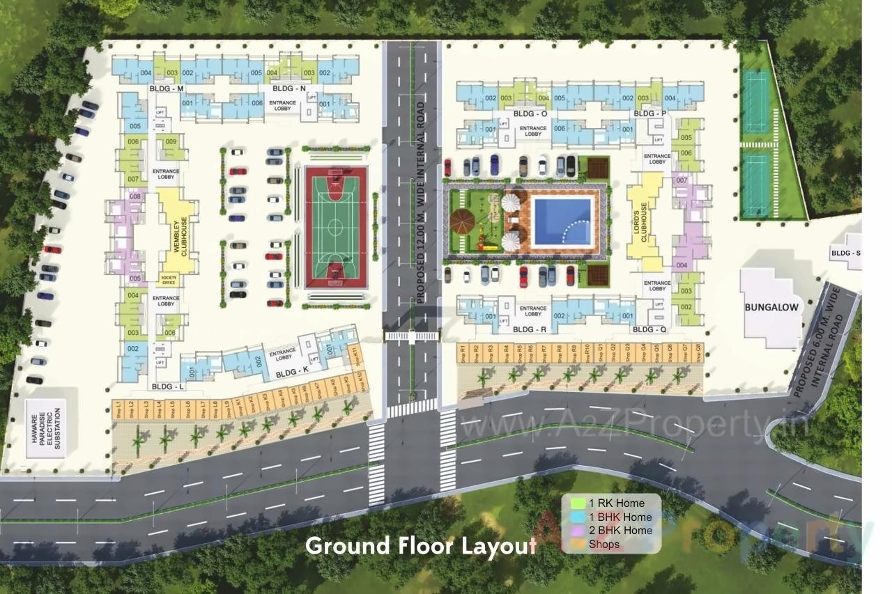Layout of real estate project Haware Paradise located at Muthaval, Thane, Maharashtra