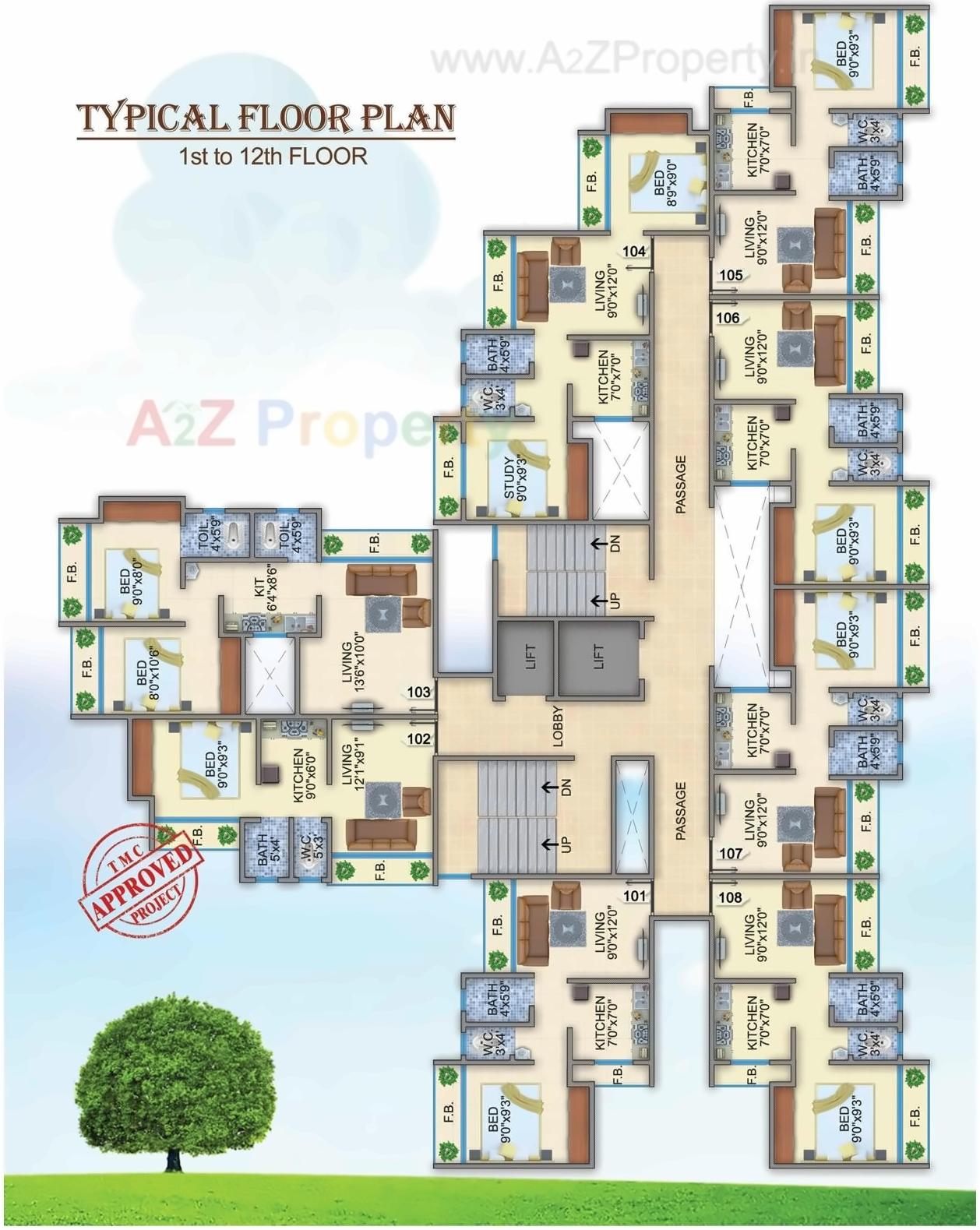 Layout of real estate project Kuber Aarambh located at Thane-m-corp, Thane, Maharashtra