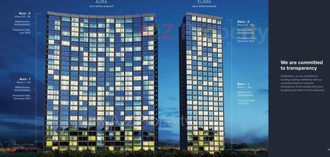 3D Elevation of real estate project Marathon Nexworld Aura located at Thane-m-corp, Thane, Maharashtra
