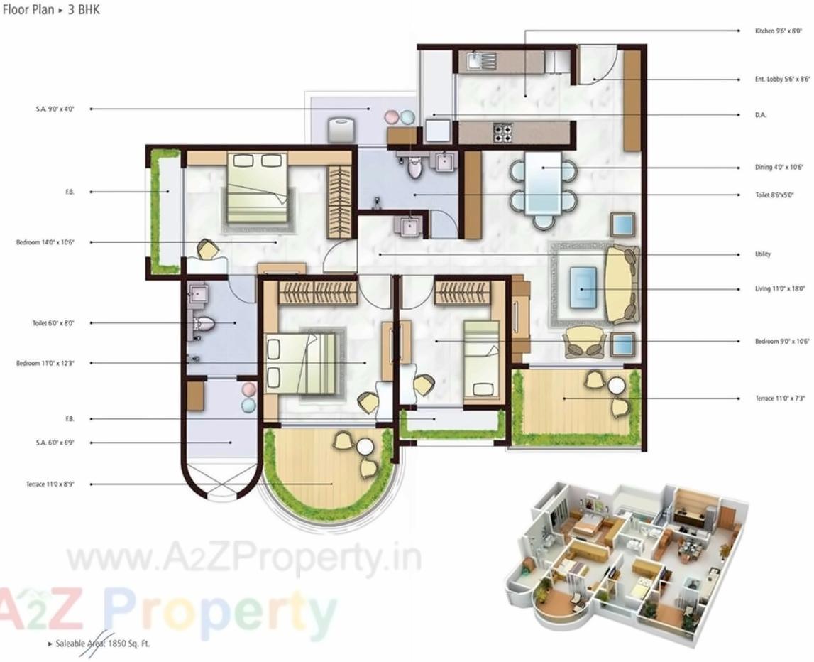 Layout of real estate project Mohan Altezza Ii located at Gandhare, Thane, Maharashtra