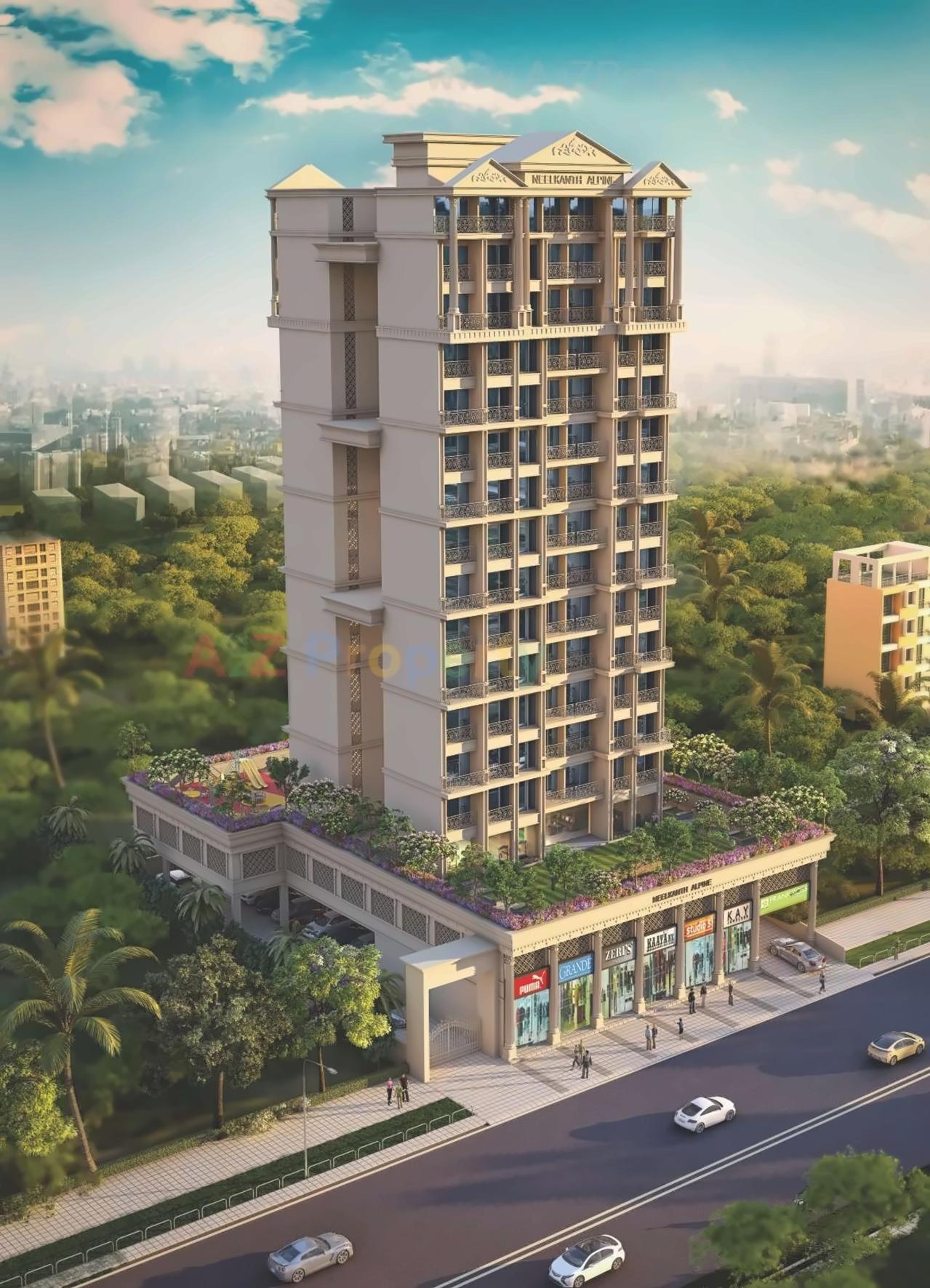 3D Elevation of real estate project Neelkanth Alpine located at Navi-mumbai-m-corp, Thane, Maharashtra