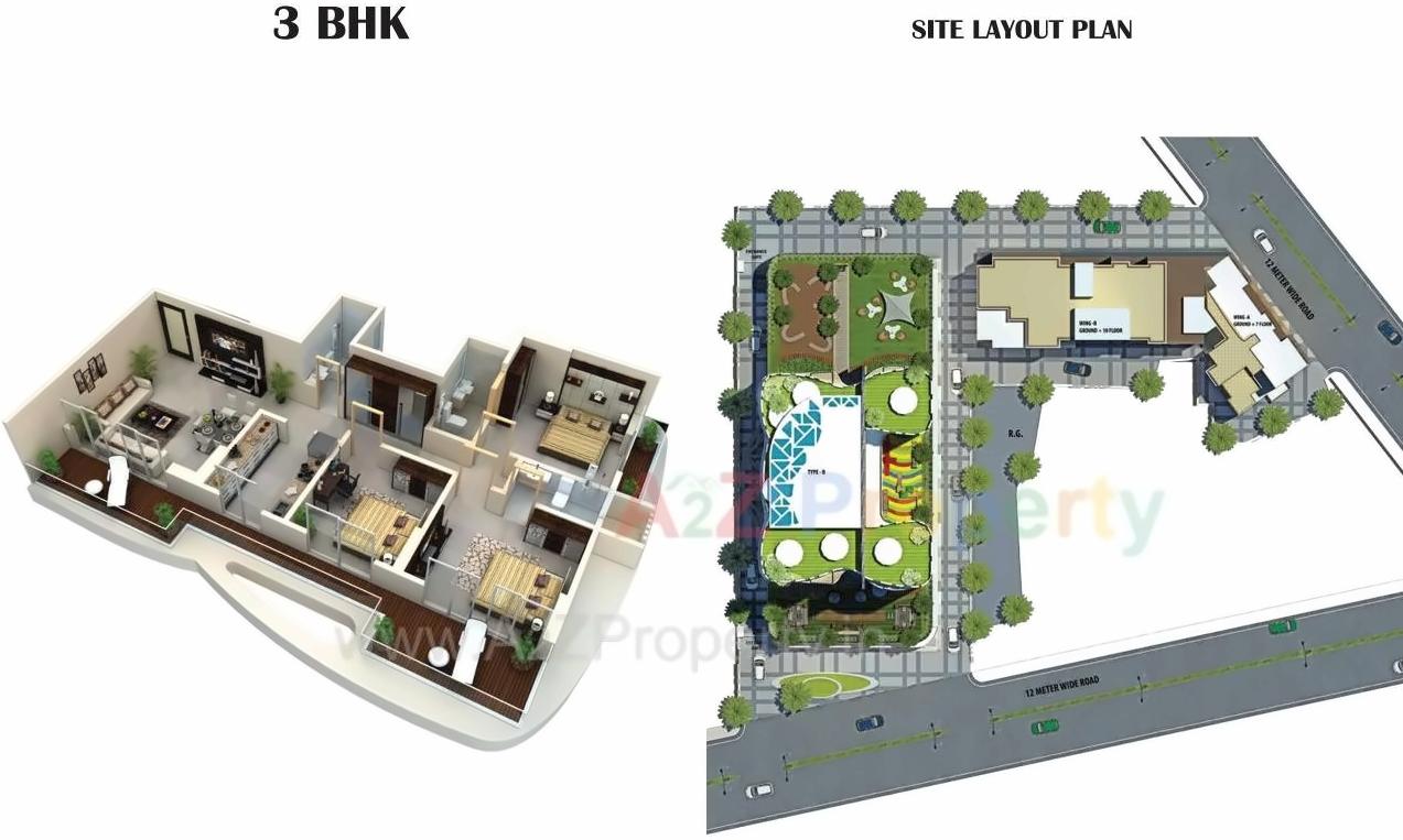 Layout of real estate project Punyodaya Skylounge located at Kalyandombivali-m-corp, Thane, Maharashtra