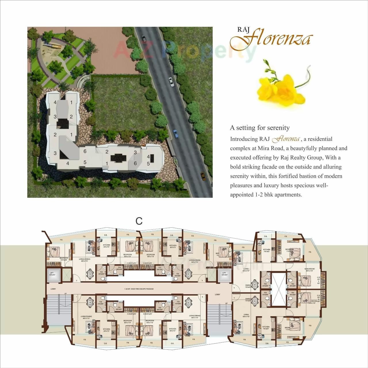 Layout of real estate project Raj Florenza located at Mirabhayandar-m-corp, Thane, Maharashtra