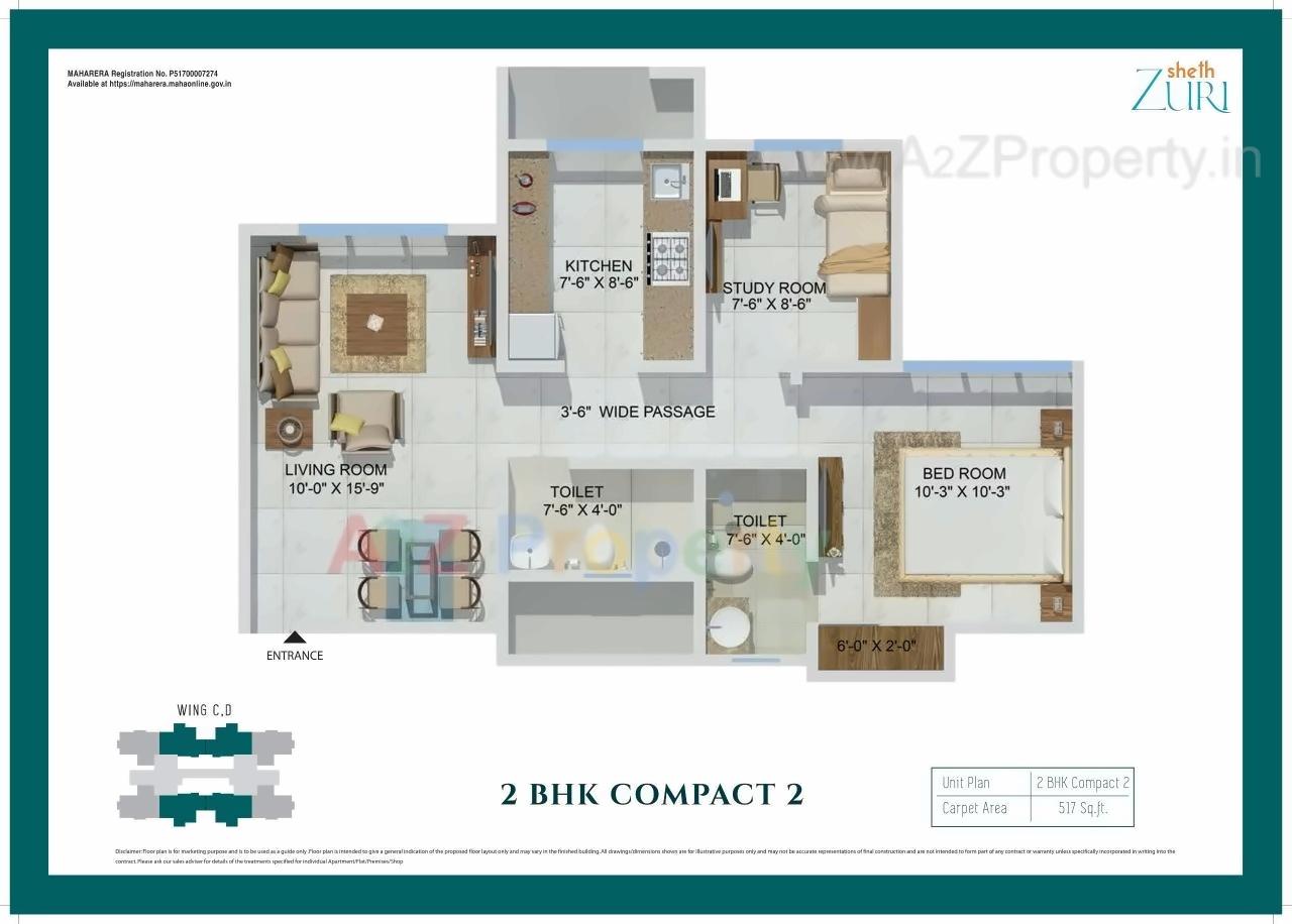 Layout of real estate project Sheth Zuri located at Thane-m-corp, Thane, Maharashtra