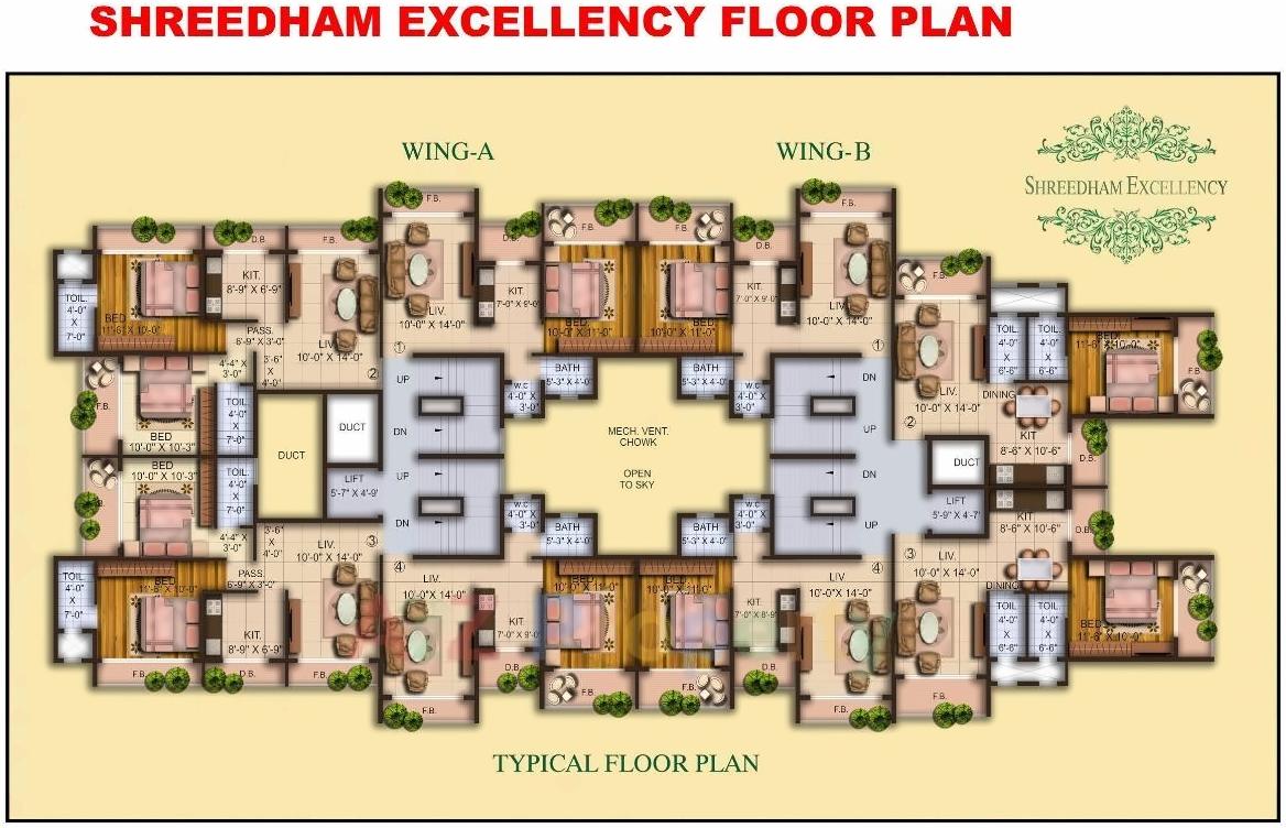 Layout of real estate project Shreedham Excellency located at Mirabhayandar-m-corp, Thane, Maharashtra