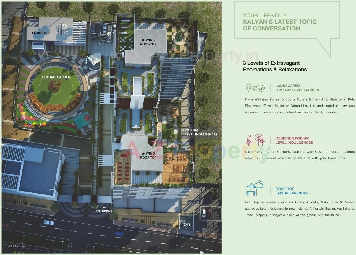 3D Elevation of real estate project Triveni Majesta located at Adharwadi, Thane, Maharashtra